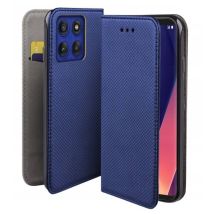 Housse Pour Motorola Edge 60 Pro 5g - Etui Coque Pochette Portefeuille + Film Ecran - Bleu Magnet