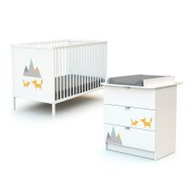 Webaby - Chambre Bébé Lit Et Commode À Langer En Bois Alba