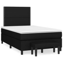 Sommier À Lattes De Lit Avec Matelas Noir 120x190 Cm Tissu Vidaxl