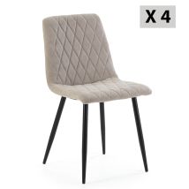 Pack 4 Chaises Abril Recouvertes De Tissu Beige