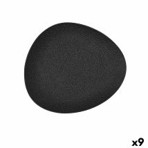 Assiette Plate Bidasoa Fosil Noir Céramique Oblongue 22,8 X 20,1 X 2,2 Cm (9 Unités)