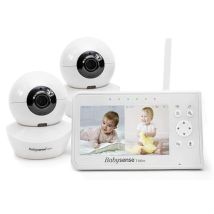 Moniteur Vidéo Pour Bébé, Babyphone Avec Écran Divisé 4,3“ Et 2 Caméras, Veilleuse Réglable, Conversation Audio