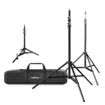Walimex Pro Set 3 Trépieds Lampe Sac Transport Hauteur Réglable 108 – 256 Cm Trépied Voyage Lumière Flash 6 Kg Max. É...