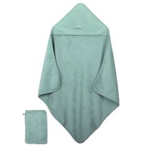 Eveil Et Nature Cape De Bain Et Gant 75x75 Cm Coton Bio Aqua