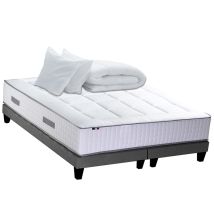 Pack Matelas Ressort 7 Zones Memoire De Forme Sommier Couette Oreillers 2x80x200cm