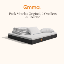 Emma Pack Matelas Emma Original+ 140x200 + 2 Oreillers Emma Original Confort + Couette Été Emma