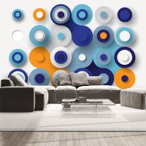 Planete Discount Pd14104-400-280 Papier-peint Papier Peint Non Tissé Bleu, Gris, Orange, Blanc