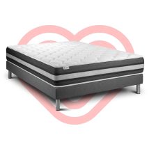 Ensemble Matelas 200x200 Cm Ressorts Ensachés Et Mémoire De Forme Sommier Gris