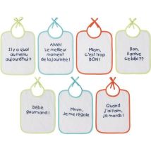 Babycalin Lot De 7 Bavoirs Naissance Message Impression - 20 X 25 Cm