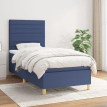 Sommier À Lattes De Lit Avec Matelas Lit Simple Lit Adulte Bleu 80x200 Cm Tissu