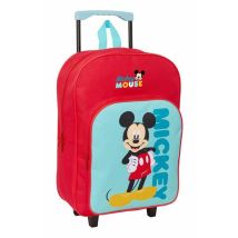 Cartable À Roulettes Mickey Mouse Bleu Rouge 32 X 42 X 14 Cm