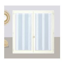 Ensemble De Voilages Blancs À Fines Rayures Avec Passe-tringle, 2x 90x160cm - Faciles À Installer, Atout Ciel