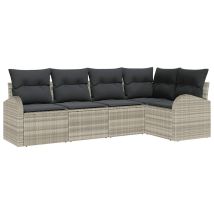 Ensemble De Canapé De Jardin 5 Pcs Gris Clair Poly Rotin