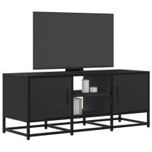 Meuble Tv Noir 100x35x41 Bois D'ingénierie Et Métal