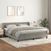 Sommier À Lattes De Lit Et Matelas Lit Double Lit Adulte Gris Clair 180x200cm Velours
