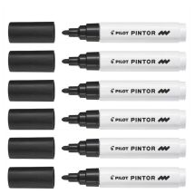 Pilot Marqueur À Pigment Pintor Pointe Moyenne Ogive Noir X 6