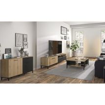 Ensemble Meuble Tv, Table Basse Et Buffet Bas - Trust - Chene / Noir -
