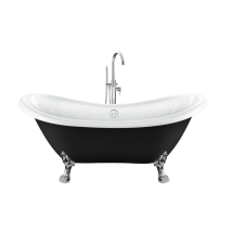 Baignoire Sur Pieds Rétro Darlington Noire 175 Cm Pieds De Lion Chromés