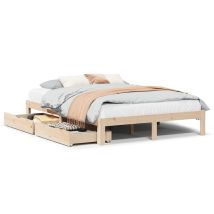 Cadre De Lit Avec Tiroirs Lit Double 140x190 Cm