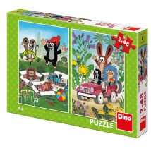 Dino Puzzle La Petite Taupe - 2x48 Pièces Jeu Coloré Pour Enfants