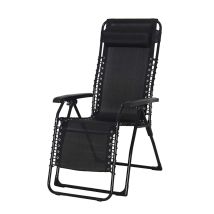 Chaise Longue Inclinable De Jardin Relax Chillvert Catania Acier 65,5x91x116 Cm Noir Avec Coussin