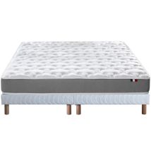 Ensemble Matelas Mousse Ferme Sommier Blanc 160x200