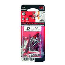Lot De 12 Chevilles Et Vis Couleur Red Head, Diam.6 Mm X L.37 Mm