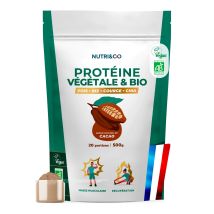 Protéine Végétale Bio - Riche En Bcaa - Goût Naturel Cacao - 500 G Vegan - Nutri&Co