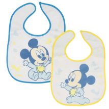 Pack De 2 Bavoirs Pour Bébé Avec Fermeture À Scratch Avec Motif Mickey Bleu Mickey Mouse