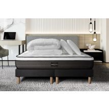 Pack Suite 200x200 Ressorts Ensaches, Memoire De Forme 5 Zones Double Sommier Noir