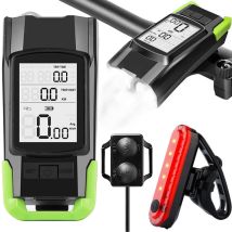 Lampe Avant Arrière Led Vélo Compteur Sans Fil Klaxon 3in1