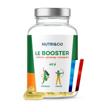 Panax Ginseng Rouge Maca Café Guarana - Énergie Concentration Aphrodisiaque - 40 Gélules Vegan - Nutri&Co