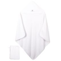 Eveil Et Nature Cape De Bain Et Gant 75x75 Cm Coton Bio Blanc