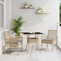 Ensemble De Salle À Manger Pour Jardin 3 Pcs Beige Polyrotin Vidaxl