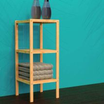 Étagère De Salle De Bain Avec 3 Compartiments Bambou 34x33x80 Cm Eisl