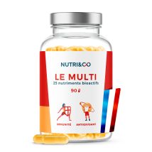 Multivitamines Et Minéraux 25 Nutriments - Zinc, Vitamines A B C D3 E K2 Bio-actives & Minéraux - 90 Gélules - Nutri&Co