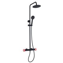 Colonne De Douche K2o Chillout Delta 83-119cm Design Rond Noir/rouge - Robinet, Hauteur Réglable, Douche À Main Et Buse