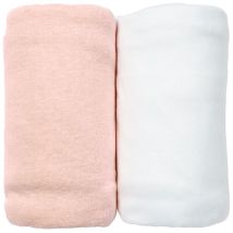 Eveil Et Nature Lot De 2 Draps Housse Jersey 60x120 Cm Coton Bio Blanc/pêche