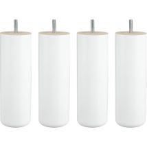 Jeu De Pieds Cylindre Cylindre H15cm D5.5cm Laque Blanc Filetage 8mm