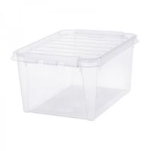 Boîte De Rangement Transparente Avec Couvercle 32 Litres - Clips Blancs