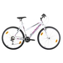 Vélo VTT 26" Femme - "Bachini" avec cadre et fourche rigide en acier - 18 Vitesses et transmission complète Shimano