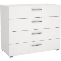 Commode Nash 4 Tiroirs - Décor Blanc - L 80 X P 40 X H 68,5 Cm