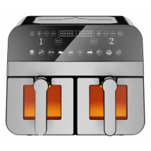 Friteuse À Air Chaud Airfryer Numérique Double Panier 2400w Acier Inoxydable Avec Fenêtre 9l Comfy Nest Cnafd45ws