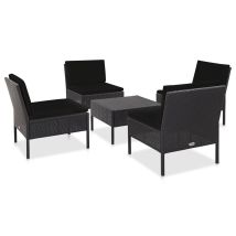 Salon De Jardin 5 Pcs Avec Coussins Résine Tressée Noir 33