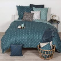 Parure De Lit - Azsy - Gatsby Géométrique - 240x220 Cm - Microfibre - Imprimé Bleu