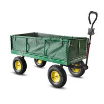 Chariot De Jardin En Acier Avec Bâche Amovible 138x62x68cm