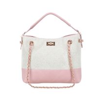 Sac Porté Épaule Pour Femme Matelassé Avec Chaîne Dorée Et Fermoir Tourniquet Rose Gallantry