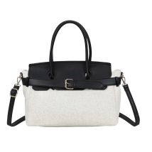 Mini Sac À Main Pour Femme En Toile Écru Avec Ceinture À Boucle Métallique Noir Gallantry