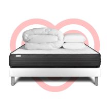 Pack Prêt À Dormir 160x200 Cm Mousse Polyuréthane À Mémoire De Forme Sommier Blanc