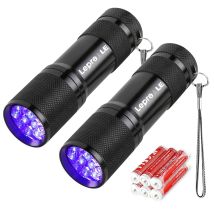 Lepro Lampe Uv, Lampe Torche Uv 395nm Led Lumière Noire Ultraviolet, 6 Piles Aaa Fournies Pour Traceurs
